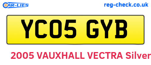 YC05GYB are the vehicle registration plates.