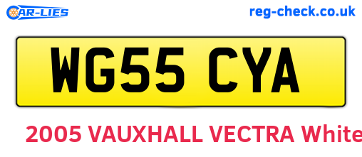 WG55CYA are the vehicle registration plates.