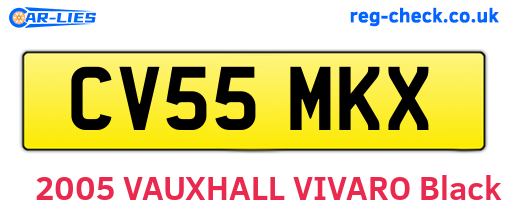 CV55MKX are the vehicle registration plates.