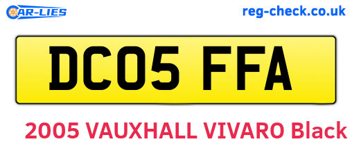 DC05FFA are the vehicle registration plates.