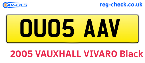 OU05AAV are the vehicle registration plates.