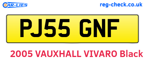 PJ55GNF are the vehicle registration plates.