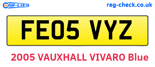 FE05VYZ are the vehicle registration plates.