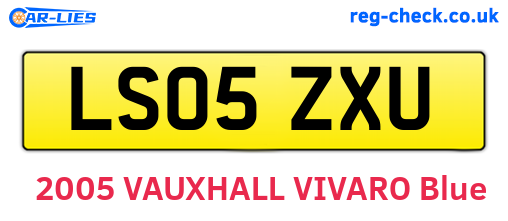 LS05ZXU are the vehicle registration plates.