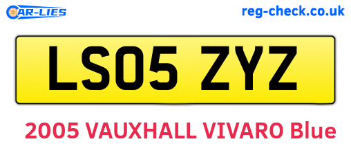 LS05ZYZ are the vehicle registration plates.