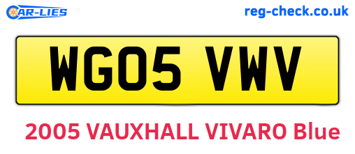 WG05VWV are the vehicle registration plates.
