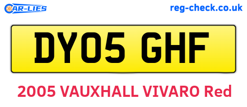DY05GHF are the vehicle registration plates.