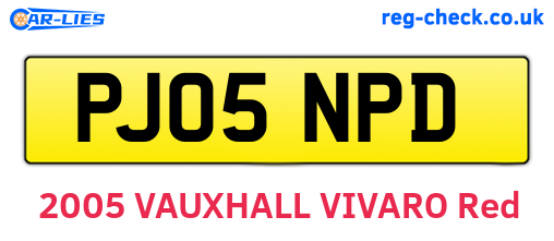 PJ05NPD are the vehicle registration plates.