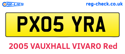 PX05YRA are the vehicle registration plates.