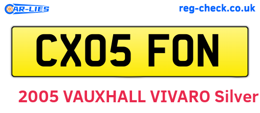 CX05FON are the vehicle registration plates.