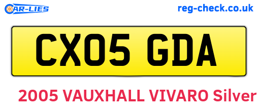 CX05GDA are the vehicle registration plates.