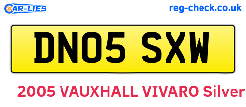 DN05SXW are the vehicle registration plates.