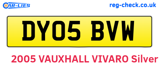 DY05BVW are the vehicle registration plates.