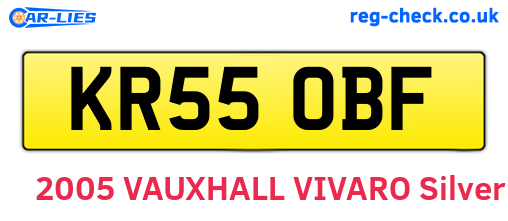 KR55OBF are the vehicle registration plates.
