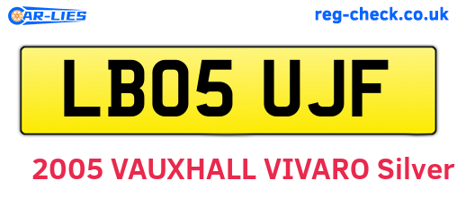 LB05UJF are the vehicle registration plates.