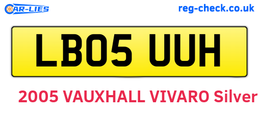LB05UUH are the vehicle registration plates.