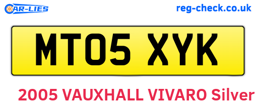 MT05XYK are the vehicle registration plates.