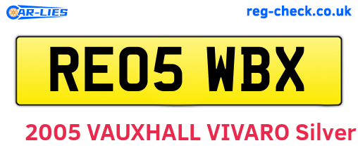 RE05WBX are the vehicle registration plates.