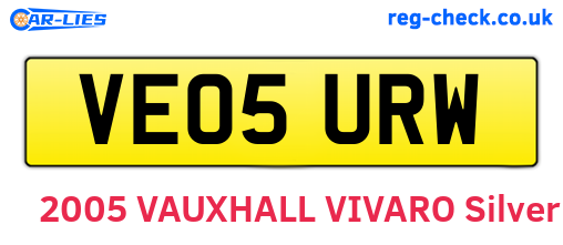 VE05URW are the vehicle registration plates.