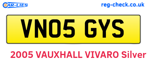 VN05GYS are the vehicle registration plates.