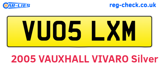 VU05LXM are the vehicle registration plates.