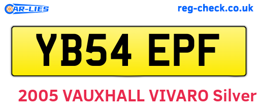 YB54EPF are the vehicle registration plates.