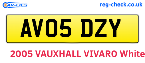 AV05DZY are the vehicle registration plates.