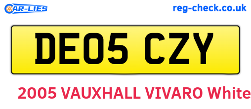 DE05CZY are the vehicle registration plates.
