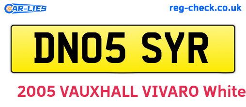 DN05SYR are the vehicle registration plates.