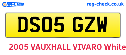 DS05GZW are the vehicle registration plates.