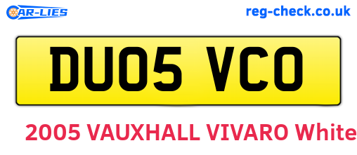 DU05VCO are the vehicle registration plates.
