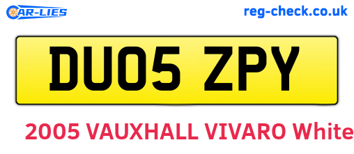 DU05ZPY are the vehicle registration plates.