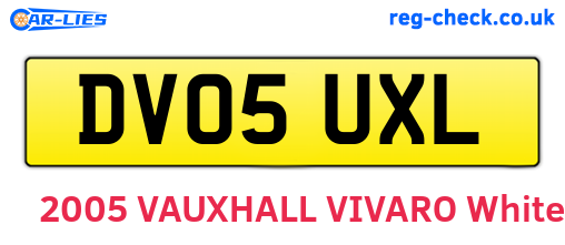 DV05UXL are the vehicle registration plates.