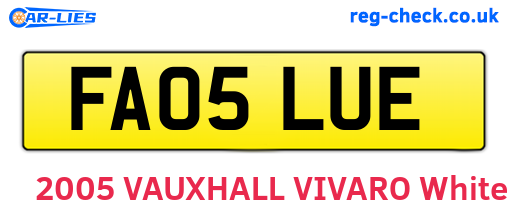 FA05LUE are the vehicle registration plates.