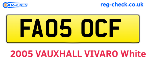 FA05OCF are the vehicle registration plates.