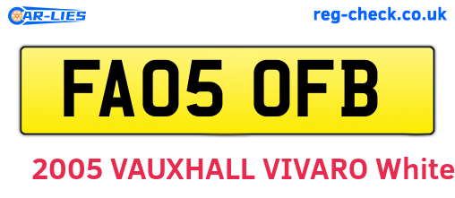 FA05OFB are the vehicle registration plates.