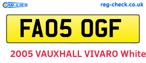 FA05OGF are the vehicle registration plates.