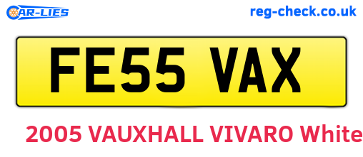 FE55VAX are the vehicle registration plates.