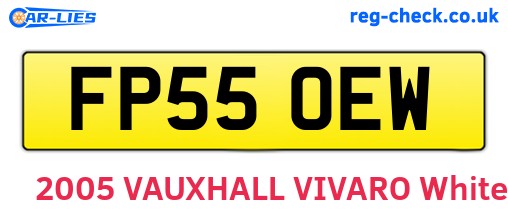 FP55OEW are the vehicle registration plates.