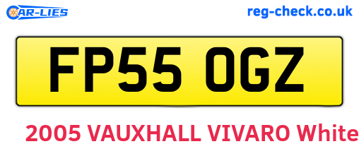 FP55OGZ are the vehicle registration plates.