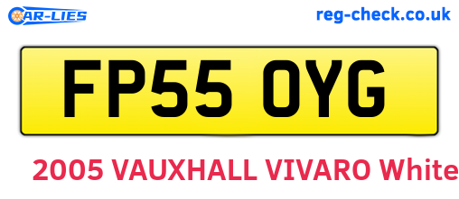 FP55OYG are the vehicle registration plates.