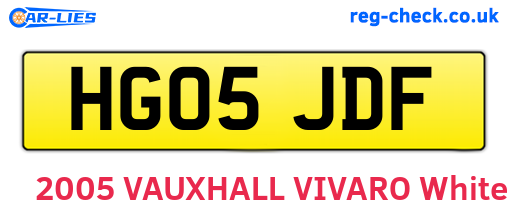 HG05JDF are the vehicle registration plates.