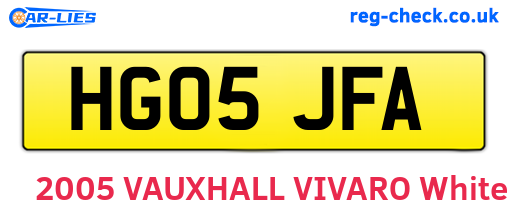 HG05JFA are the vehicle registration plates.