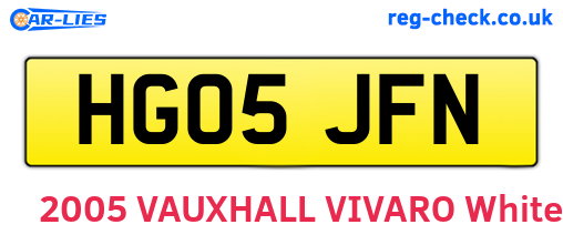 HG05JFN are the vehicle registration plates.