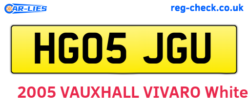 HG05JGU are the vehicle registration plates.