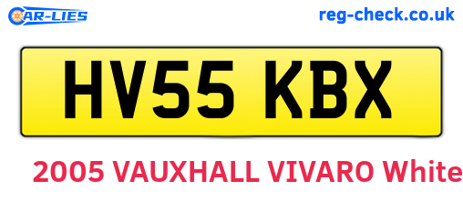 HV55KBX are the vehicle registration plates.