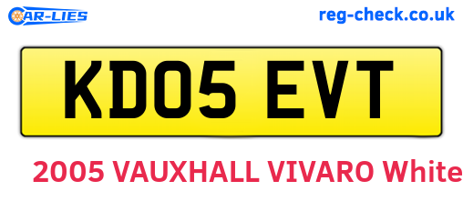 KD05EVT are the vehicle registration plates.