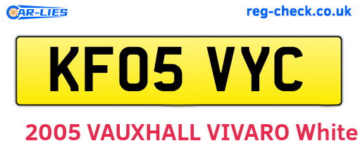 KF05VYC are the vehicle registration plates.