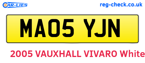 MA05YJN are the vehicle registration plates.