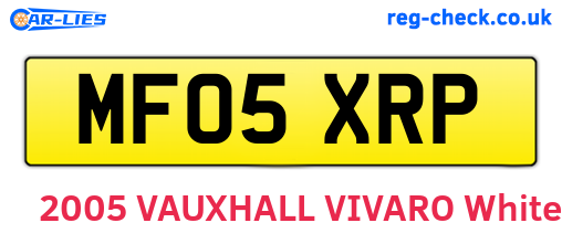 MF05XRP are the vehicle registration plates.